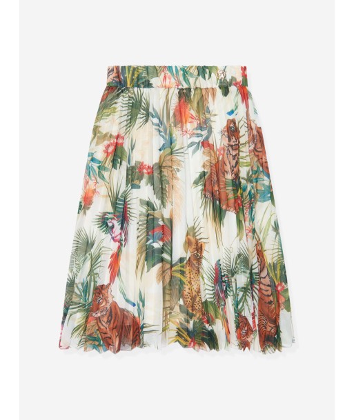 Roberto Cavalli Girls Silk Botany Skirt in White de votre