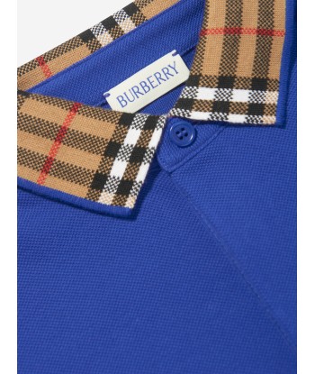 Burberry Boys Check Collar Johane Polo Shirt in Blue Comment ça marche