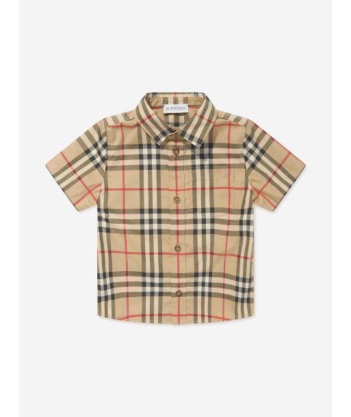 Burberry Baby Boys Check Mini Owen Shirt in Beige ouvre sa boutique