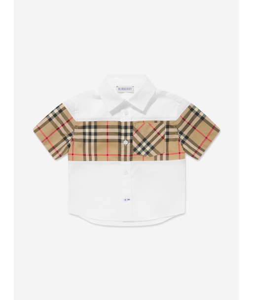 Burberry Baby Boys Check Panel Devon Shirt in White Par le système avancé 