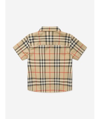 Burberry Baby Boys Check Mini Owen Shirt in Beige ouvre sa boutique