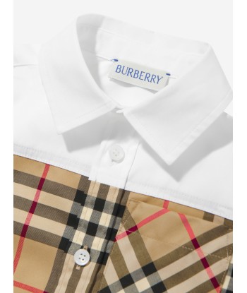 Burberry Baby Boys Check Panel Devon Shirt in White Par le système avancé 