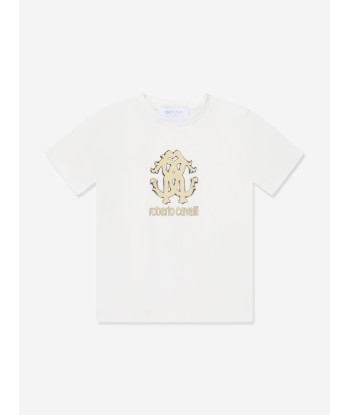 Roberto Cavalli Girls Logo T-Shirt in White Jusqu'à 80% De Réduction