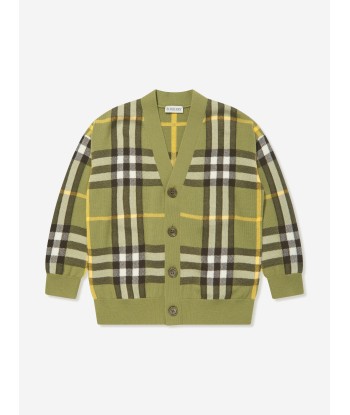 Burberry Kids Wool Check Cardigan in Green Jusqu'à 80% De Réduction