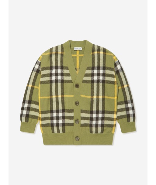 Burberry Kids Wool Check Cardigan in Green Jusqu'à 80% De Réduction