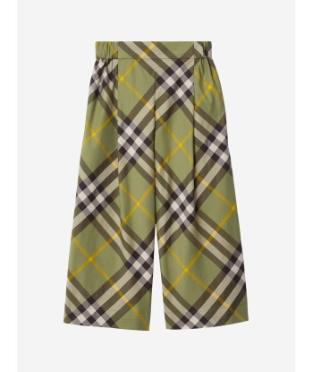 Burberry Girls Check Maya Trousers in Green en stock