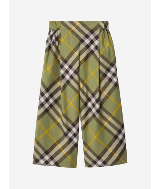 Burberry Girls Check Maya Trousers in Green en stock