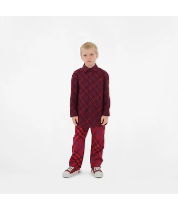 Burberry Boys Check Angelo Shirt in Red brillant des détails fins