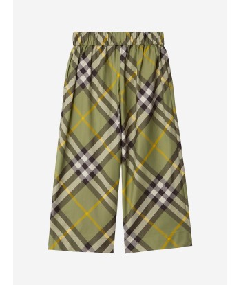 Burberry Girls Check Maya Trousers in Green en stock