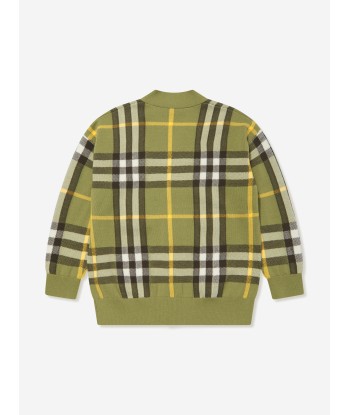 Burberry Kids Wool Check Cardigan in Green Jusqu'à 80% De Réduction