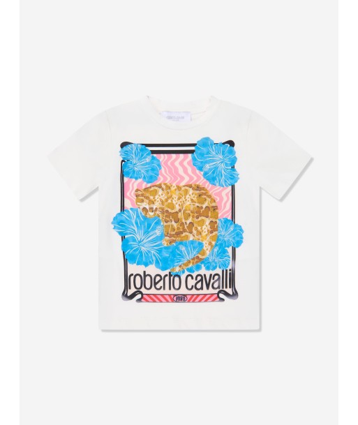 Roberto Cavalli Girls Jaguar T-Shirt in White en linge