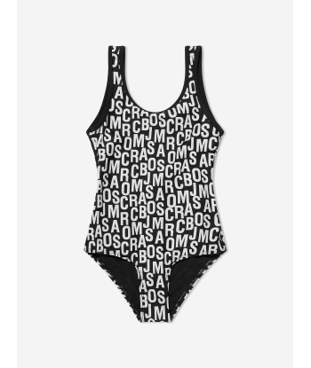 MARC JACOBS Girls Logo Print Swimsuit in Black Comment ça marche