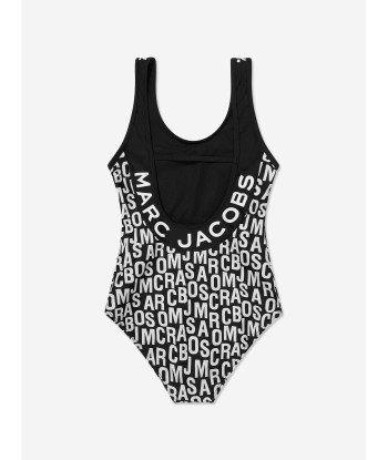 MARC JACOBS Girls Logo Print Swimsuit in Black Comment ça marche