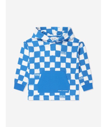 MARC JACOBS Boys Checked Hoodie in Blue de pas cher