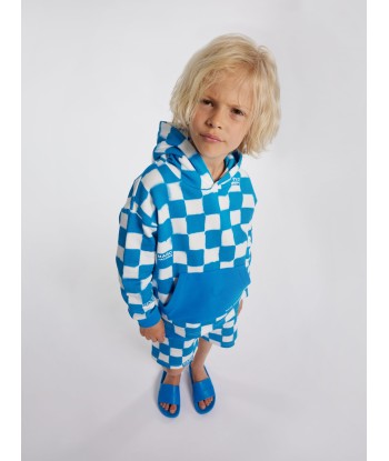 MARC JACOBS Boys Checked Hoodie in Blue de pas cher