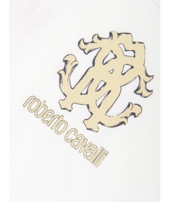 Roberto Cavalli Girls Logo T-Shirt in White Jusqu'à 80% De Réduction