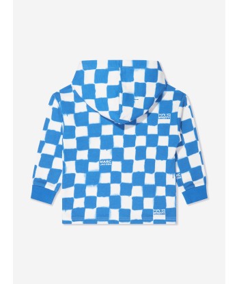 MARC JACOBS Boys Checked Hoodie in Blue de pas cher