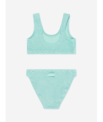 MC2 Saint Barth Girls Crinkle Bralette Bikini in Green rembourrage situé sous