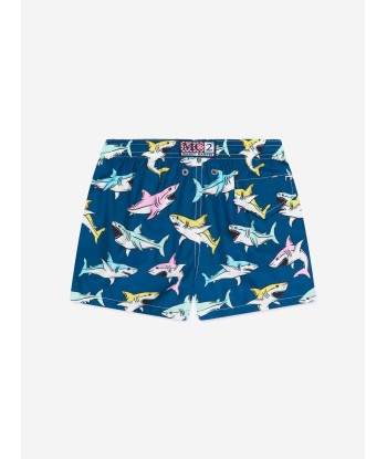 MC2 Saint Barth Boys Shark Swim Shorts in Navy commande en ligne