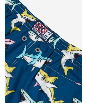 MC2 Saint Barth Boys Shark Swim Shorts in Navy commande en ligne