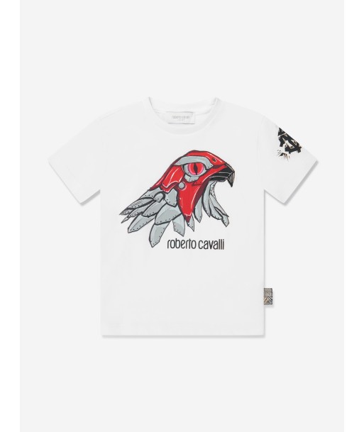 Roberto Cavalli Boys Eagle T-Shirt in White Profitez des Offres !