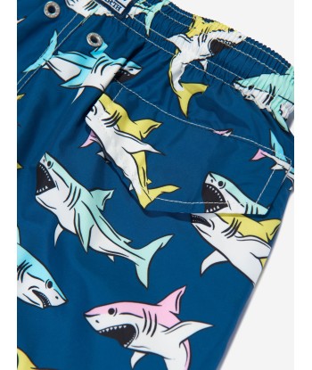 MC2 Saint Barth Boys Shark Swim Shorts in Navy commande en ligne