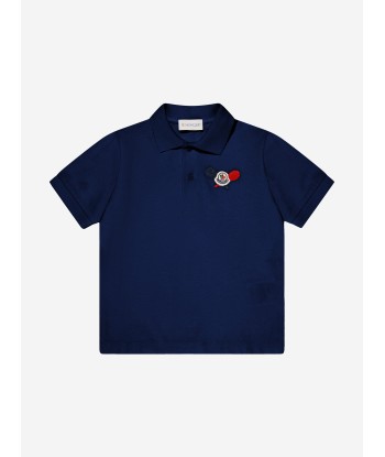 Moncler Enfant Boys Tennis Logo Polo Shirt in Navy sélection de produits