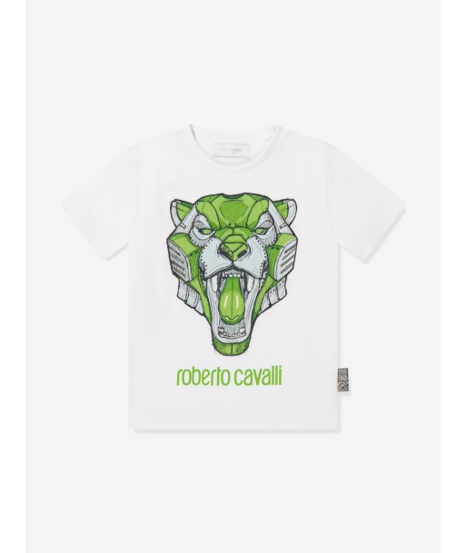 Roberto Cavalli Boys Tiger T-Shirt in White acheter