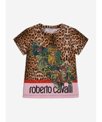 Roberto Cavalli Girls Leopard Heritage T-Shirt in Brown store