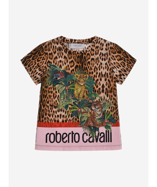 Roberto Cavalli Girls Leopard Heritage T-Shirt in Brown store