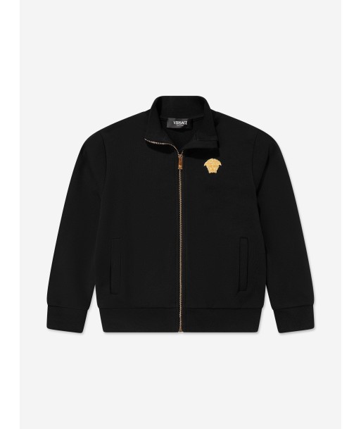 Versace Boys Embroidered Logo Zip Up Top in Black s'inspire de l'anatomie humaine