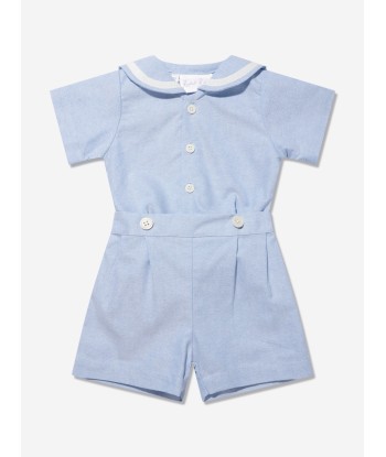 Rachel Riley Baby Boys Oxford Sailor Romper Set in Blue les ctes