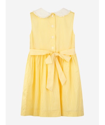 Rachel Riley Girls Pinstripe Smocked Dress in Yellow JUSQU'A -70%! 