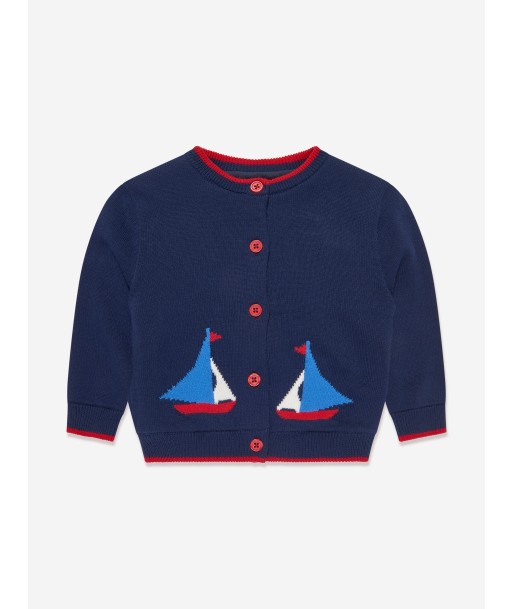 Rachel Riley Baby Sailboat Intarsia Cardigan in Navy en ligne