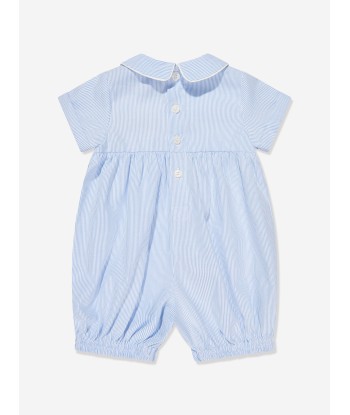 Rachel Riley Baby Boys Bunny Smocked Romper in Blue soldes