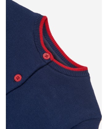 Rachel Riley Baby Sailboat Intarsia Cardigan in Navy en ligne