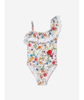 Selini Action Girls Poppy Print Swimsuit in White pas chere