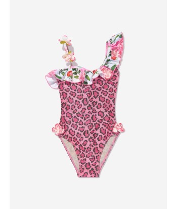 Selini Action Girls Leopard And Floral Swimsuit in Pink hantent personnes