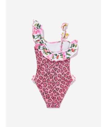 Selini Action Girls Leopard And Floral Swimsuit in Pink hantent personnes