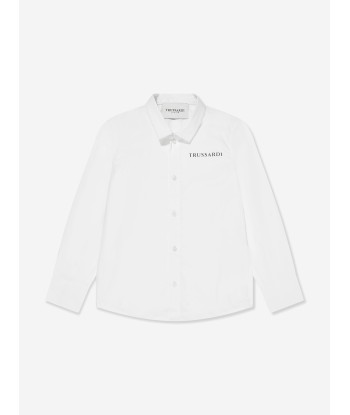 Trussardi Boys Delher Logo Shirt in White Toutes les collections ici