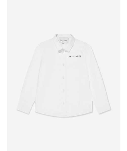 Trussardi Boys Delher Logo Shirt in White Toutes les collections ici