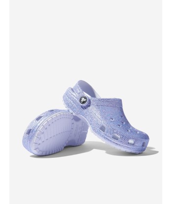 Crocs Girls Classic Glitter Clog in Blue d'Europe débarque