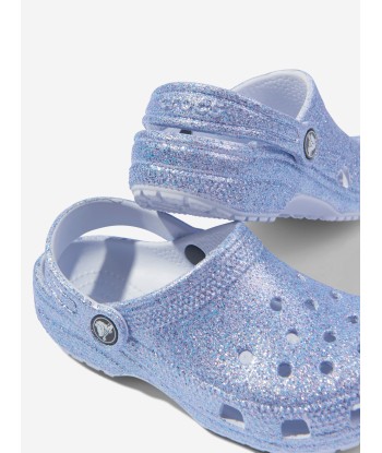 Crocs Girls Classic Glitter Clog in Blue d'Europe débarque