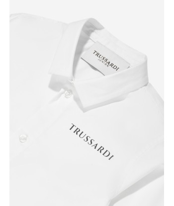 Trussardi Boys Delher Logo Shirt in White Toutes les collections ici