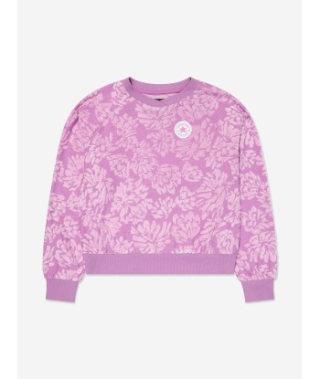 Converse Girls Floral Jacquard Sweatshirt in Purple Amélioration de cerveau avec