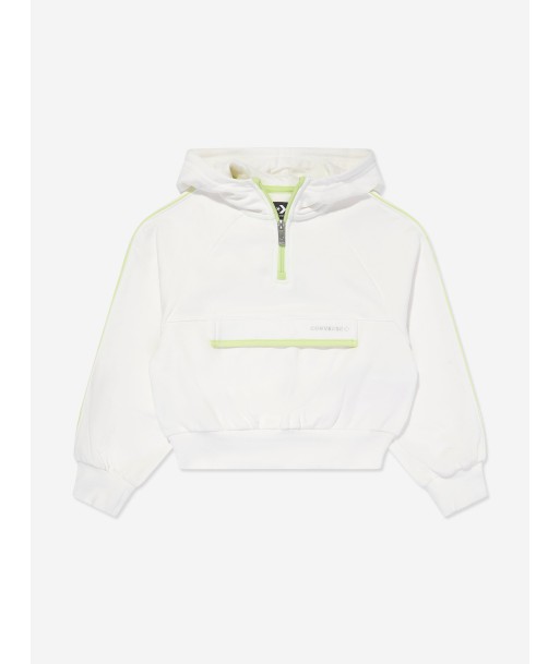 Converse Girls Half Zip Boxy Utility Hoodie in Ivory Les magasins à Paris