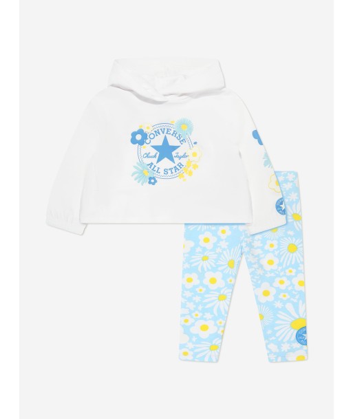 Converse Girls Floral Logo Hoodie And Leggings Set in White de pas cher