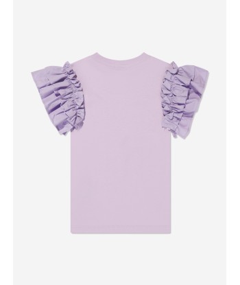 MSGM Girls Ruffle Sleeve T-Shirt Dress in Lilac Pour