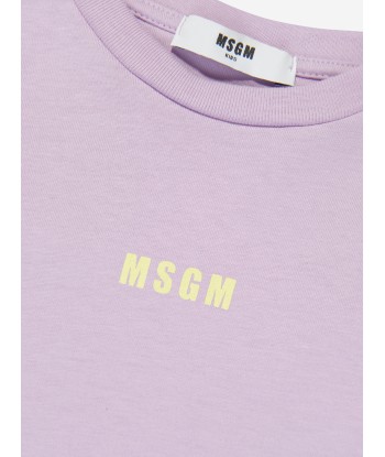 MSGM Girls Ruffle Sleeve T-Shirt Dress in Lilac Pour