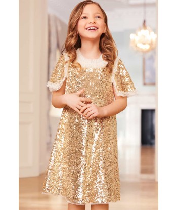 Needle & Thread Girls Matilda Dress in Gold pas cher